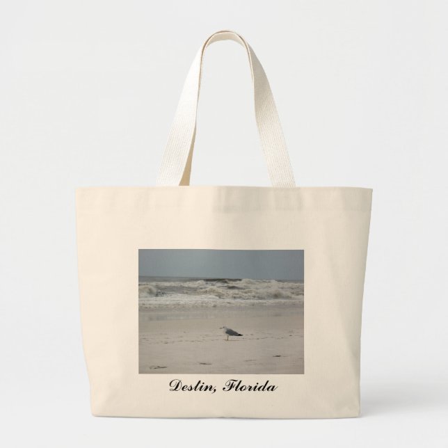 Bolsa Tote Grande Gaivota na praia (Frente)