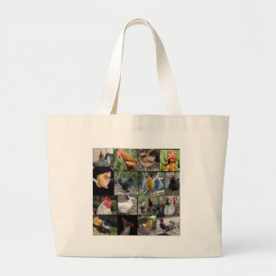 Bolsa Tote Grande Galinha E Colagem De Fotos De Galo,