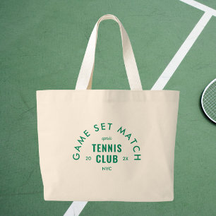 Bolsa Tote Grande Game Set Match Après Clube de Tênis Personalizado