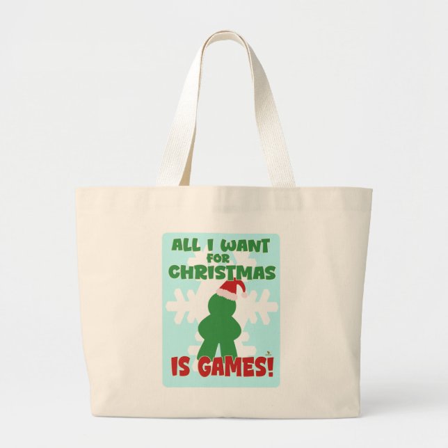 Bolsa Tote Grande Games For Christmas Fun Holiday Joy Statement (Frente)