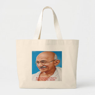 Bolsa Tote Grande Gandhi & Seja a Mudança Citação