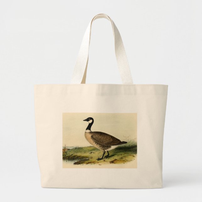 Bolsa Tote Grande Ganso Necked branco do vintage (Frente)