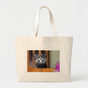 Bolsa Tote Grande Gatinho branco e preto
