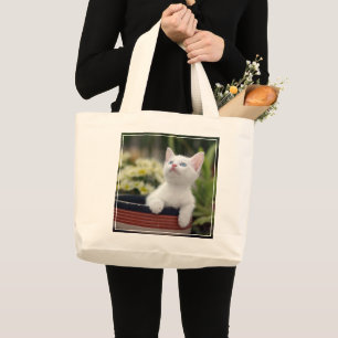 Bolsa Tote Grande Gatinho branco turco
