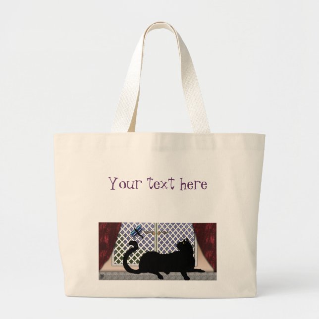 Bolsa Tote Grande gatinho da janela (Frente)