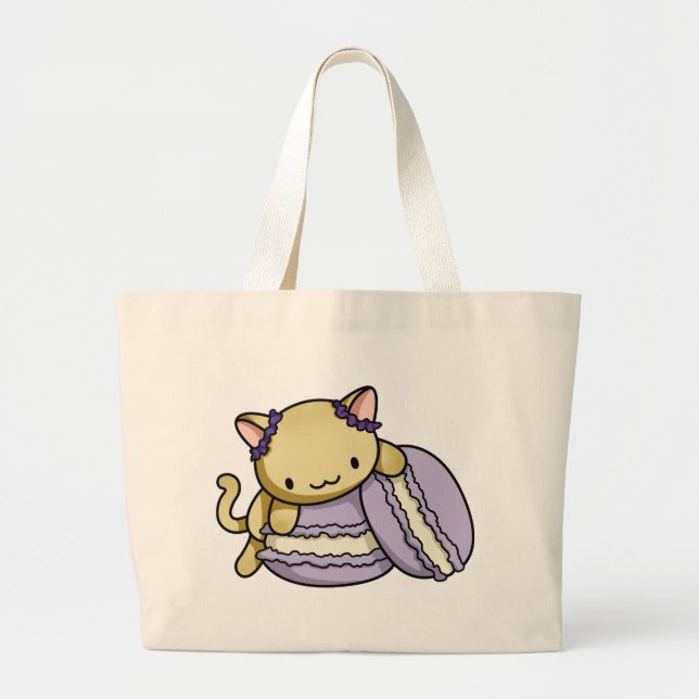 Bolsa Tote Grande Gatinho de Macaron (Frente)