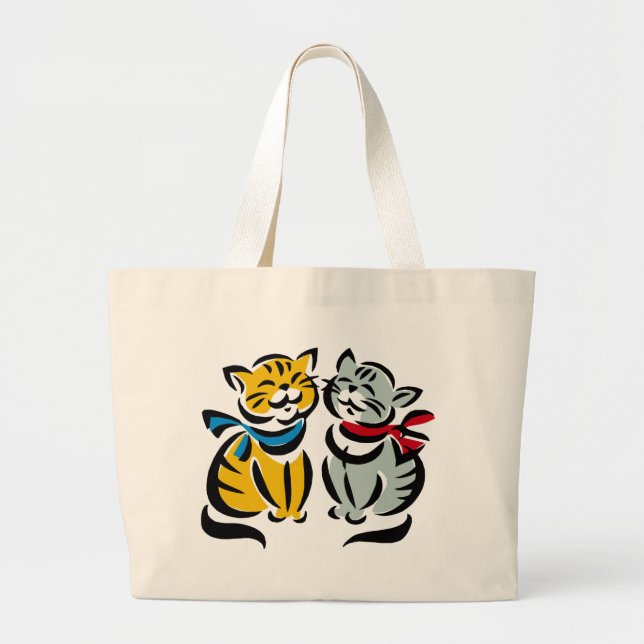 Bolsa Tote Grande Gatinhos felizes (Frente)