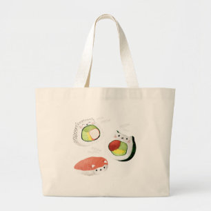 Bolsa Tote Grande Gato bonito do sushi