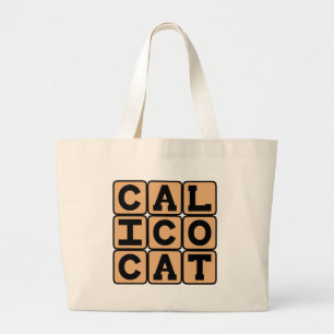 Bolsa Tote Grande Gato Calico, Animal de Estimação Doméstico