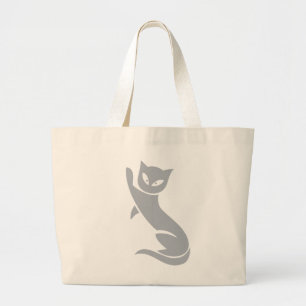 Bolsa Tote Grande Gato cinzento elegante