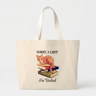 Bolsa Tote Grande Gato Cozy de Leitura - Estou Reservado