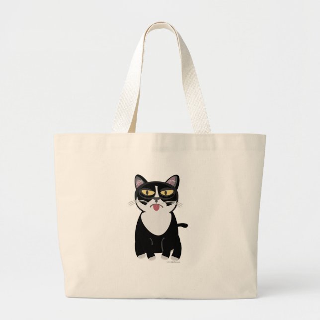 Bolsa Tote Grande Gato de Cartoon de Sorvetes Bonitos (Frente)