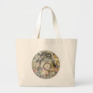 Bolsa Tote Grande Gato de Cheshire Alice no País das Maravilhas Clás