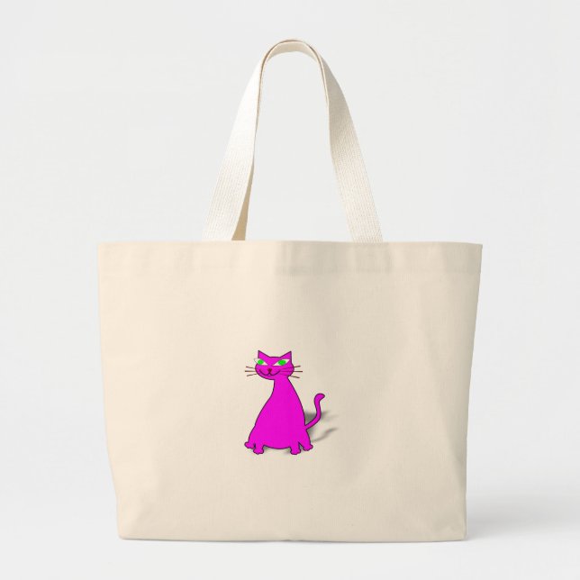 Bolsa Tote Grande Gato De Gordura Rosa (Frente)
