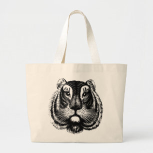Bolsa Tote Grande Gato de Tigre Antiquado no Saco de Tote