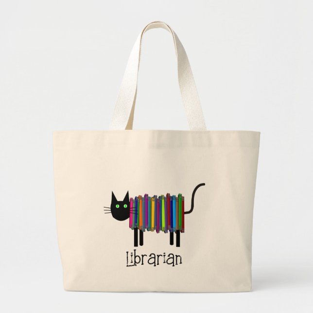 Bolsa Tote Grande Gato do Livro Bibliotecário (Frente)