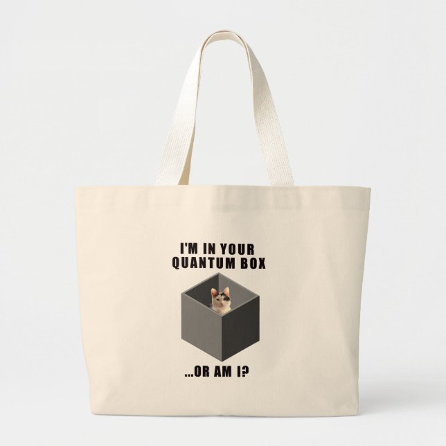 Bolsa Tote Grande Gato do quantum (Frente)