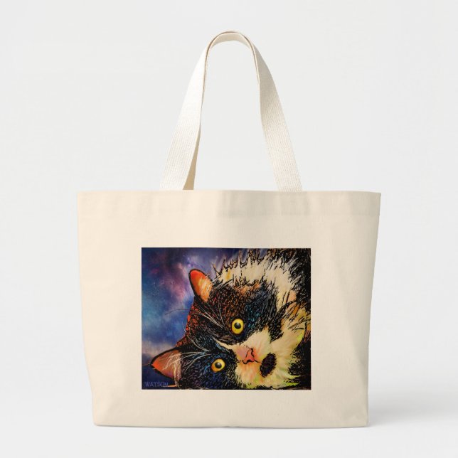 Bolsa Tote Grande Gato do smoking (Frente)