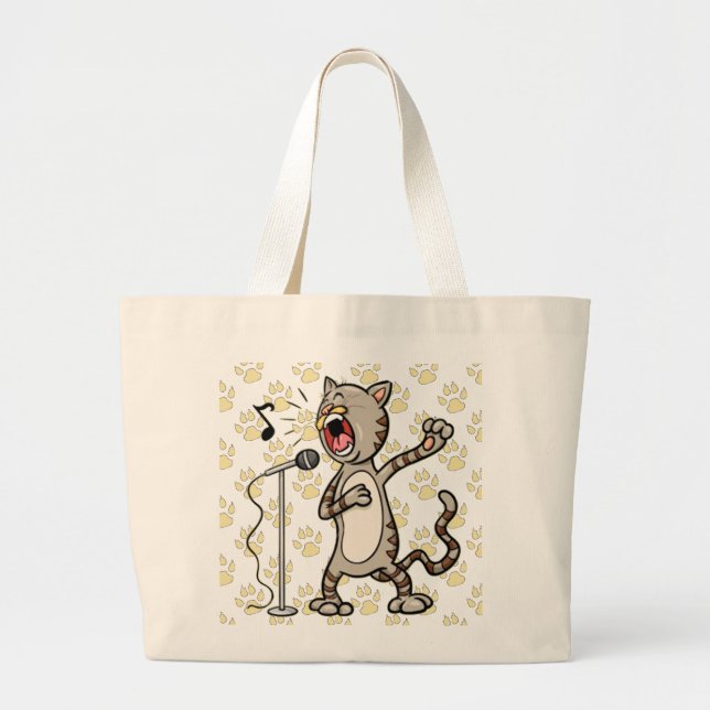 Bolsa Tote Grande Gato engraçado do canto impressão enorme da pata (Frente)