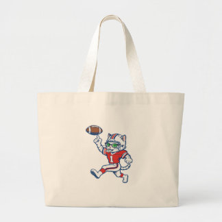 Bolsa Tote Grande Gato engraçado jogador de futebol americano