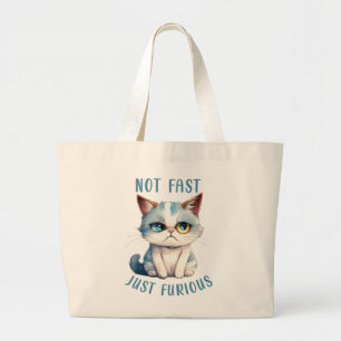 Bolsa Tote Grande Gato Engraçado - Não Rápido, Apenas Furioso