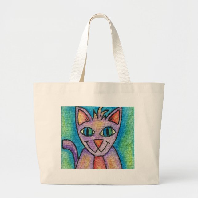 Bolsa Tote Grande Gato Kitty Roxo Roxo (Frente)