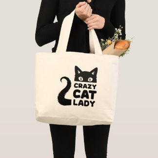 Bolsa Tote Grande Gato Louco, Lady Grocery Tote Bag