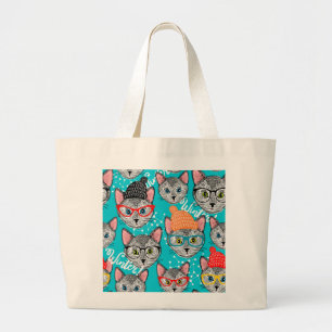 Bolsa Tote Grande Gato no chapéu