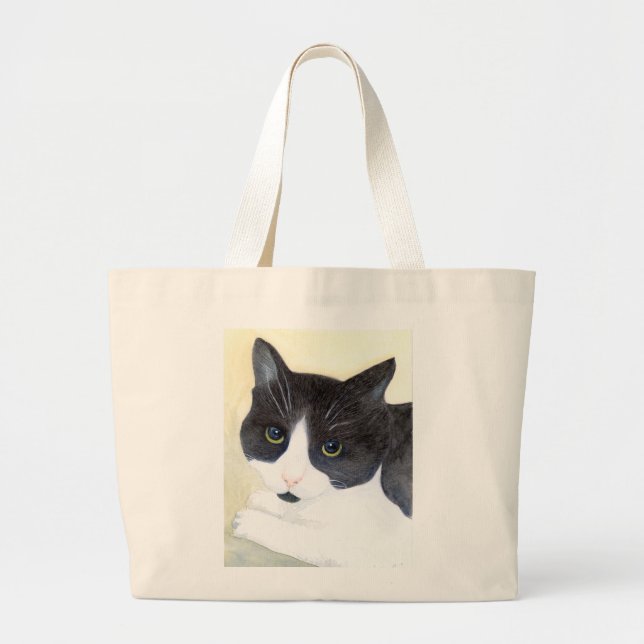Bolsa Tote Grande Gato Preto e Branco (Frente)