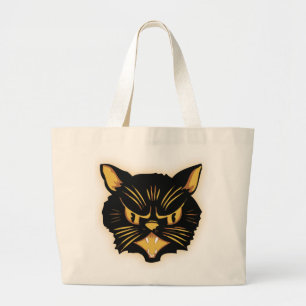Bolsa Tote Grande Gato Preto Feliz Halloween Doce ou Travessura