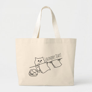 Bolsa Tote Grande Gato que cavilha para fora o lavagem