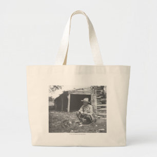 Bolsa Tote Grande Gato que come fora de um café Can.
