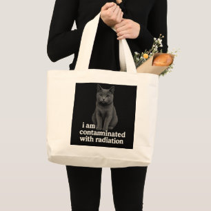 Bolsa Tote Grande Gato Radioativo Gráfico de Contaminação Nuclear