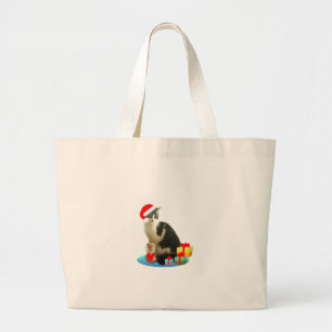 Bolsa Tote Grande gato tabby de Natal e pequeno anjo fofo