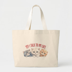 Bolsa Tote Grande Gatos Bons - Eu Falo Com Meus Gatos