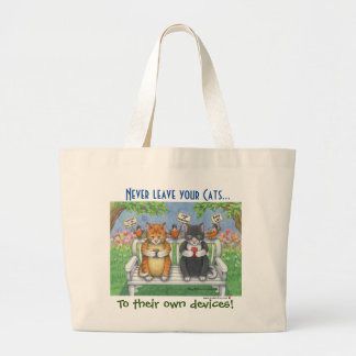 Bolsa Tote Grande Gatos (Bud & Tony) usando smartphones Tote Bag