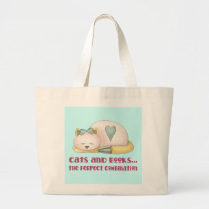 Bolsa Tote Grande Gatos e livros - sacola perfeita