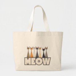 Bolsa Tote Grande Gatos Engraçados Espiando | Arte Gráfica de Humor 