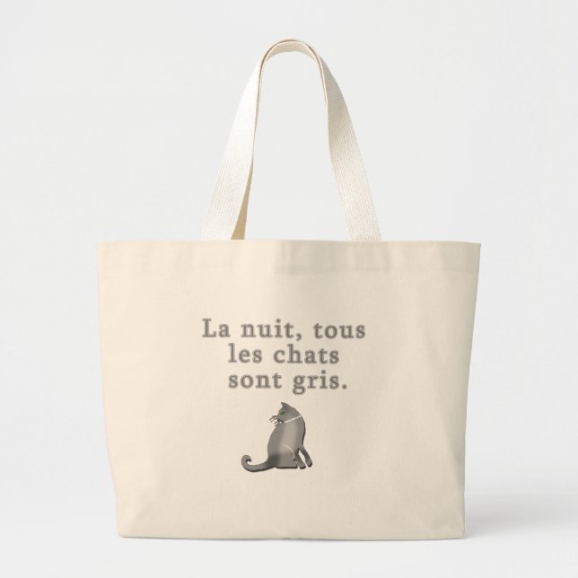Bolsa Tote Grande Gatos franceses que dizem produtos (Frente)