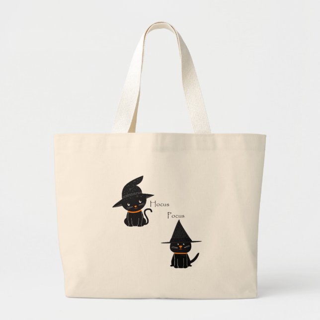 Bolsa Tote Grande Gatos Pretos do Pocus do Hocus (Frente)