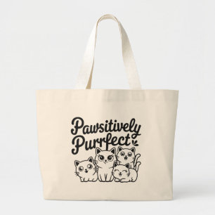 Bolsa Tote Grande Gatos Puros Pawsivitivamente