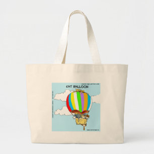 Bolsa Tote Grande Gatos Voadores Desenho Animado Divertido