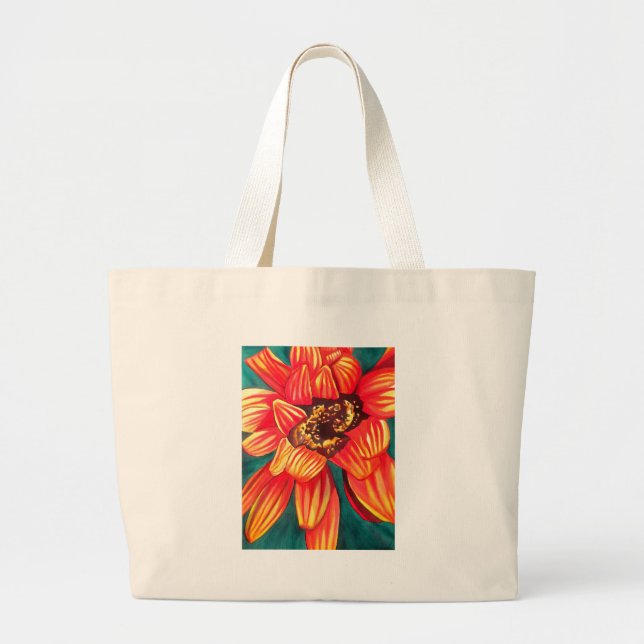 Bolsa Tote Grande Gazania desert flower art by Sacha Grossel (Frente)