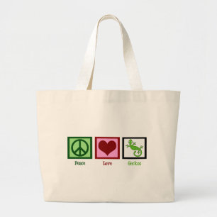 Bolsa Tote Grande Gecos do amor da paz