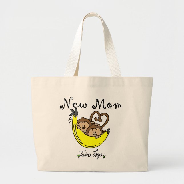 Bolsa Tote Grande Gêmeos Novos Camisetas e presentes da mãe (Frente)