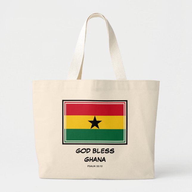 Bolsa Tote Grande GHANA FLAG | DEUS ABENÇOE | Patriótico | Gana (Frente)