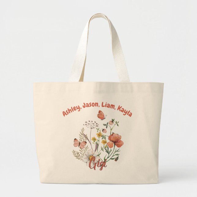 Bolsa Tote Grande Gigi Wildflower Personalizado (Frente)