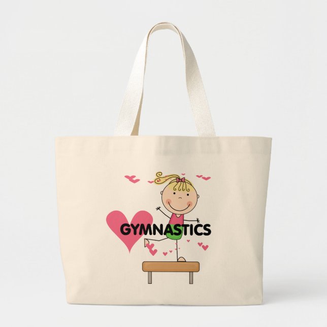 Bolsa Tote Grande GINÁSTICA - camiseta louro do feixe de equilíbrio (Frente)