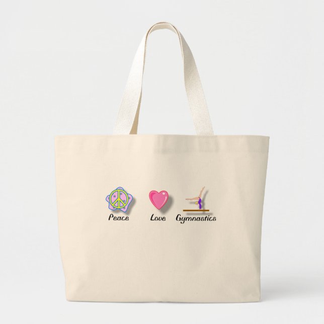 Bolsa Tote Grande Ginástica do amor da paz (Frente)