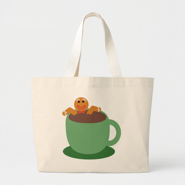 Bolsa Tote Grande Gingerpão Homem Relaxando Brincadeira de Férias de (Frente)
